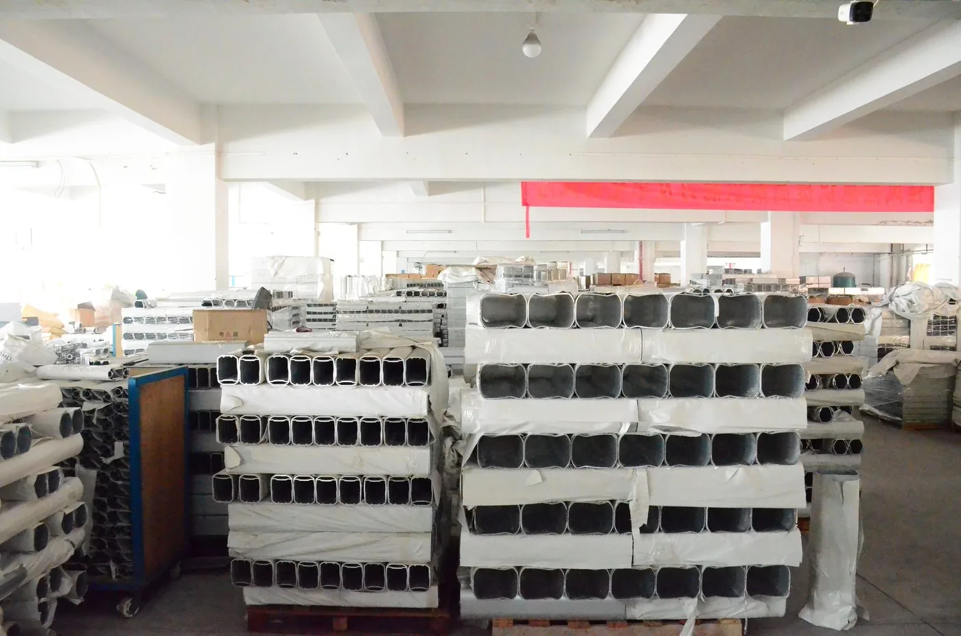 Finished empty battery cases stacked before dispatch