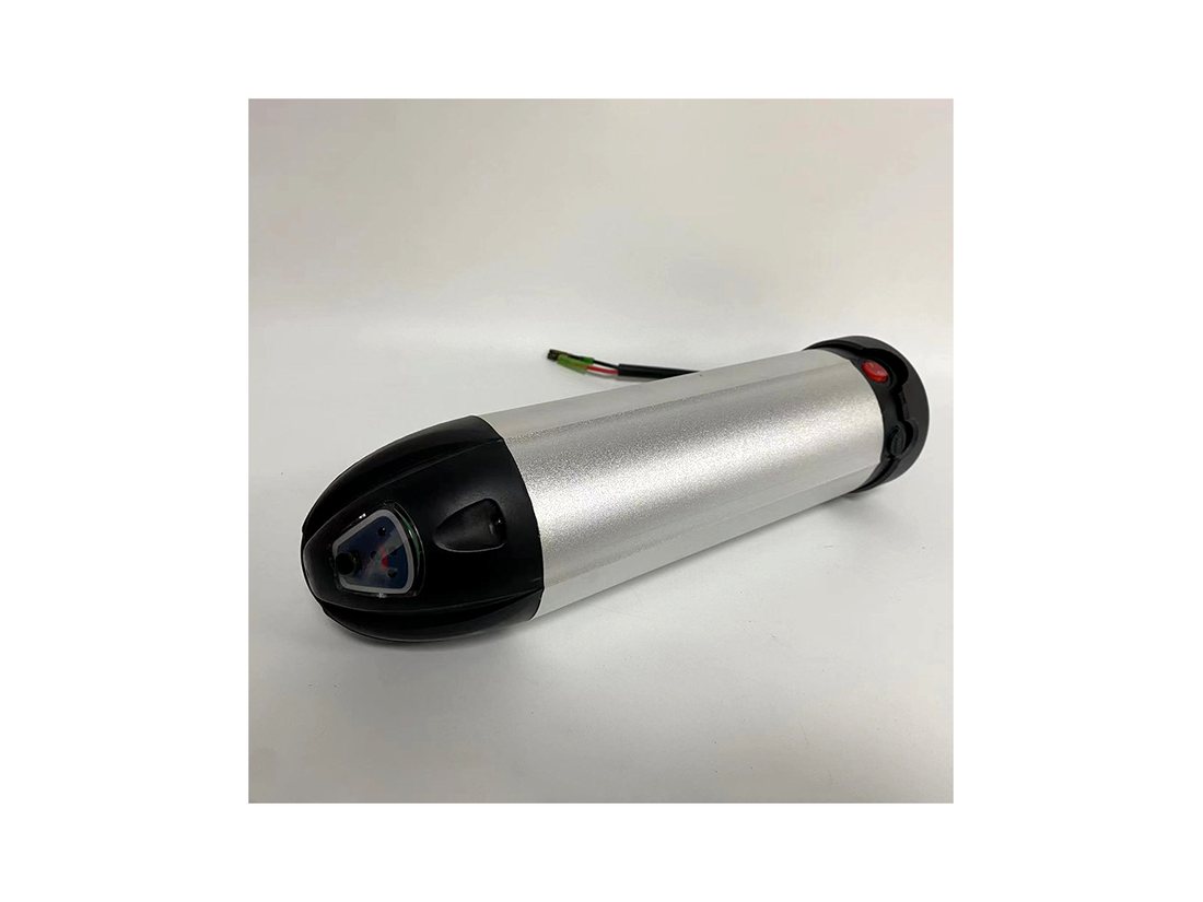 Bottle-boss e-bike battery case, ALX054, shown from the terminal end